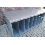 Werktafel, werkbank, 214cm x 106cm. Met RVS blad. Gebruikt.